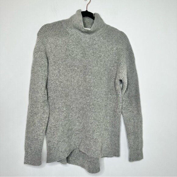 Madewell Gray Waffle Knit Mock Neck Alpaca Wool Sweater - Picture 3 of 9